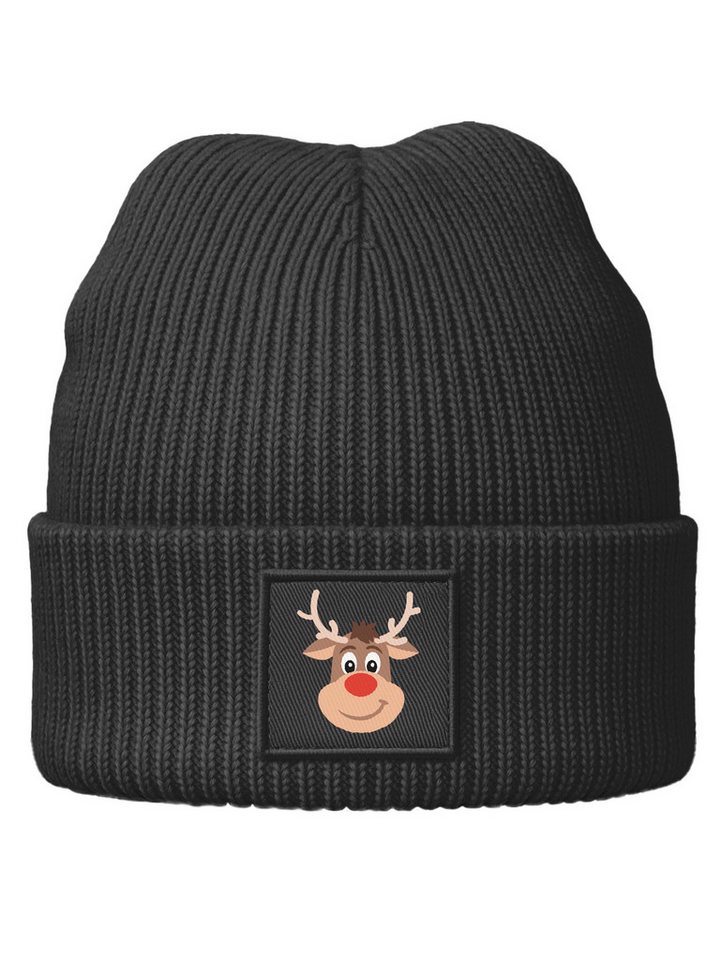 MoonWorks Beanie Kinder Beanie Jungen Aufdruck Rentier Rudolph Print Strickmütze von MoonWorks