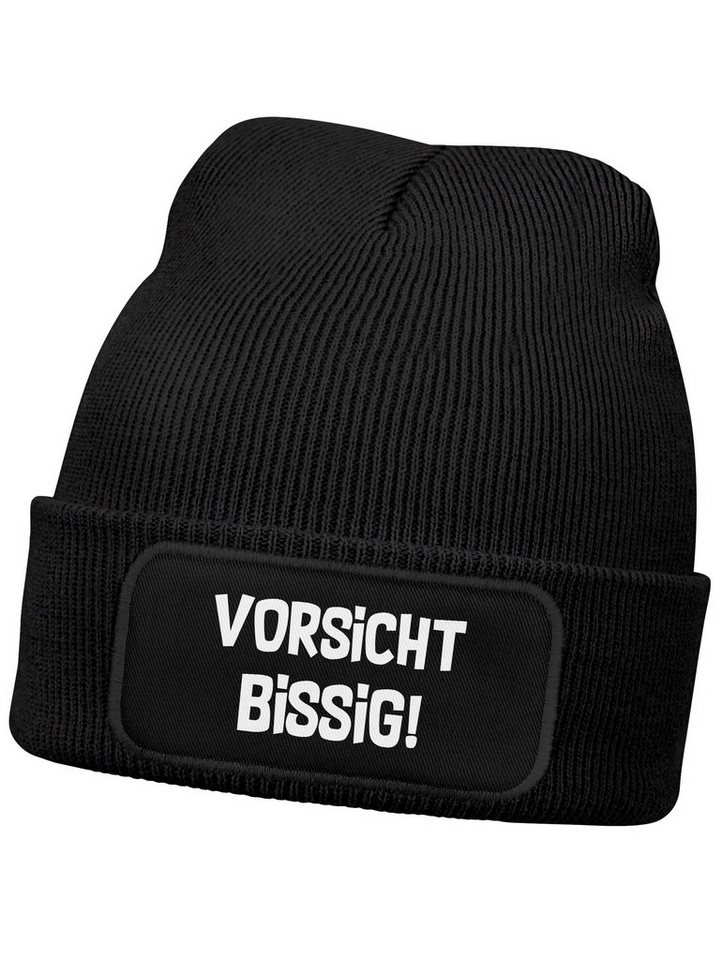 MoonWorks Beanie Kinder Beanie Jungen Patch Aufdruck Spruch Lustig Vorsicht bissig von MoonWorks