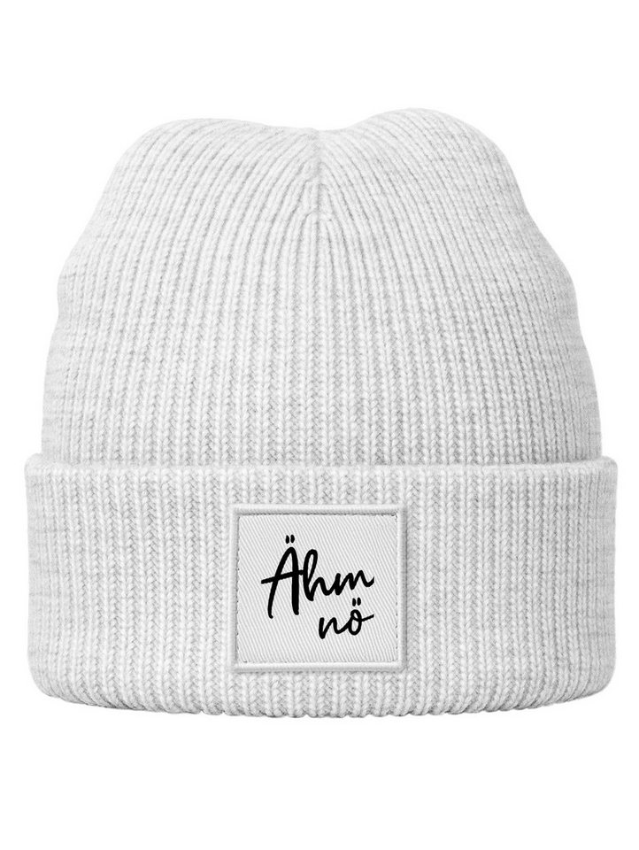 MoonWorks Beanie Kinder Beanie Jungen Patch Spruch Lustig Ähm Nö Aufdruck Print von MoonWorks