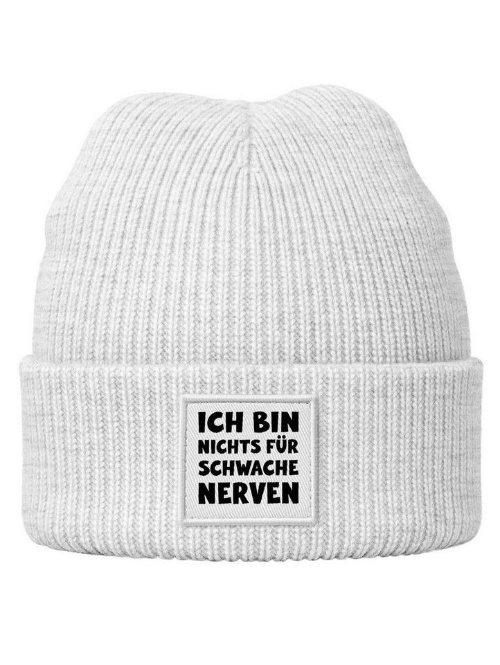 MoonWorks Beanie Kinder Beanie Jungen Patch mit Spruch Nichts für schwache Nerven von MoonWorks