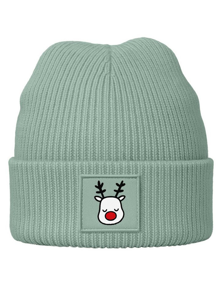 MoonWorks Beanie Kinder Beanie Jungen Weihnachtsmotiv Rentier Aufdruck Print Aufdruck von MoonWorks