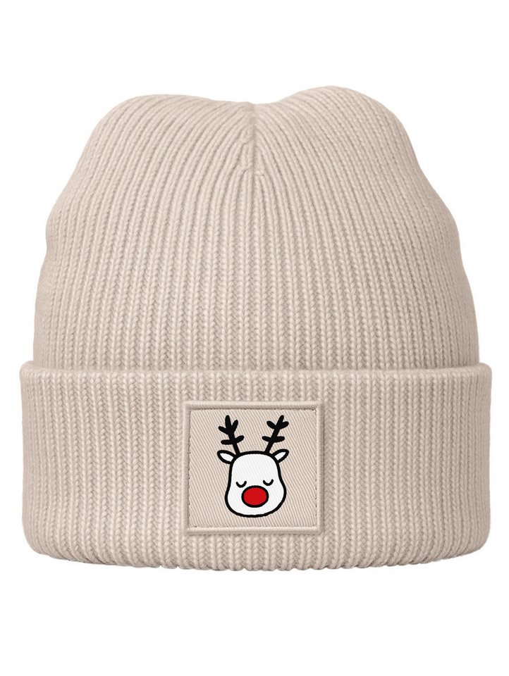 MoonWorks Beanie Kinder Beanie Mädchen Weihnachtsmotiv Rentier Aufdruck Print von MoonWorks