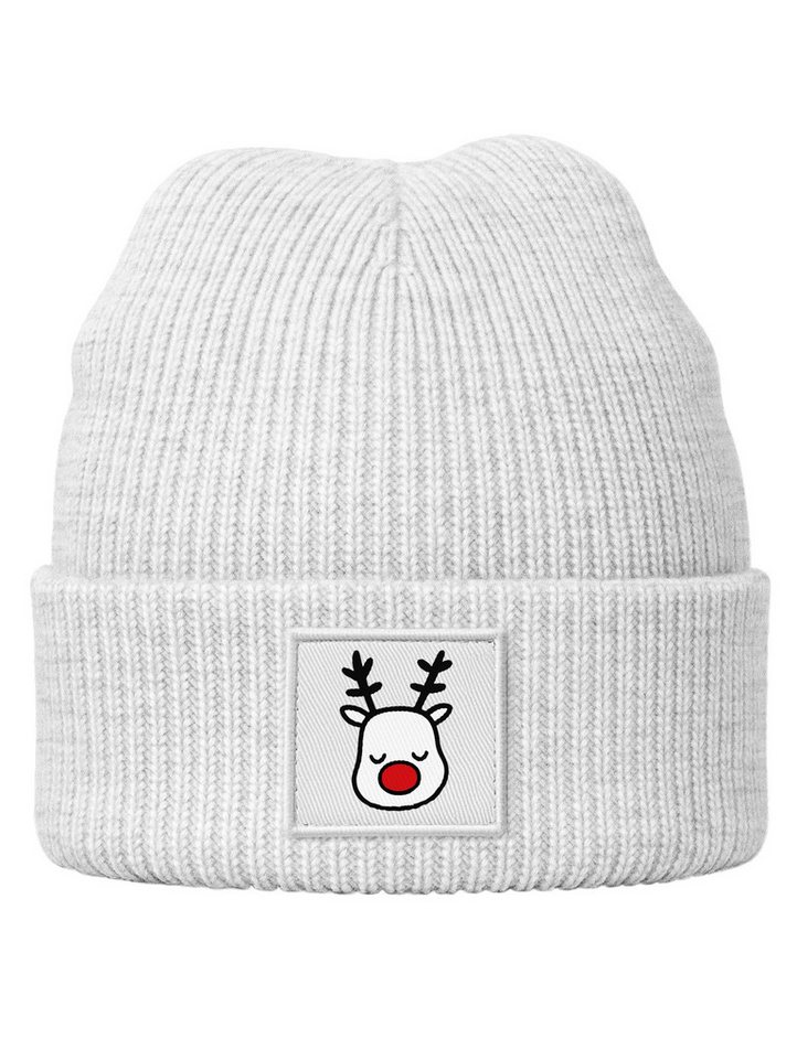 MoonWorks Beanie Kinder Beanie Mädchen Weihnachtsmotiv Rentier Aufdruck Print von MoonWorks