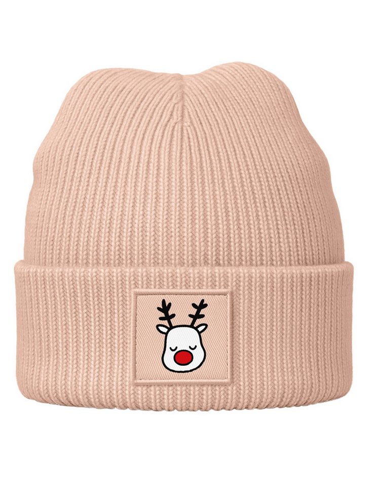 MoonWorks Beanie Kinder Beanie Mädchen Weihnachtsmotiv Rentier Aufdruck Print von MoonWorks