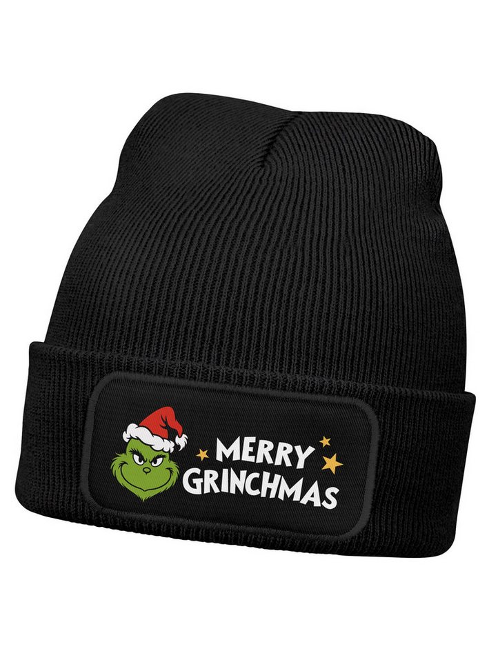 MoonWorks Beanie Mädchen Wintermütze Kinder Merry Xmas Patch Aufdruck Anti von MoonWorks