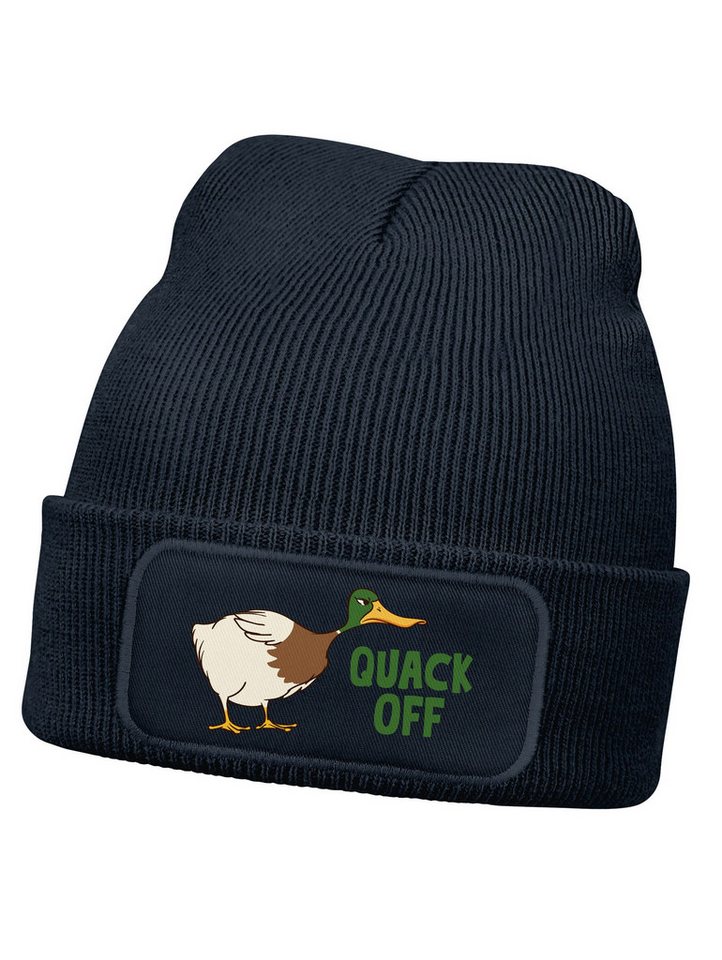 MoonWorks Beanie Wintermütze Kinder Beanie Jungen Ente Quack Off Aufdruck Spruch von MoonWorks