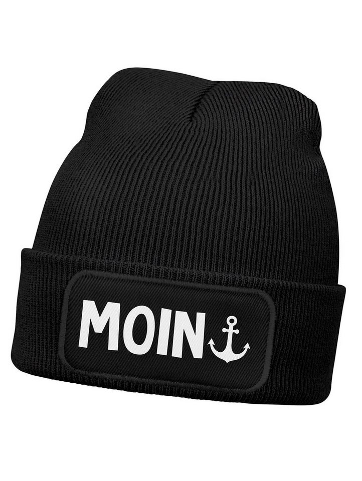 MoonWorks Beanie Wintermütze Kinder Beanie Jungen Moin Aufdruck Anker Print Lustig von MoonWorks