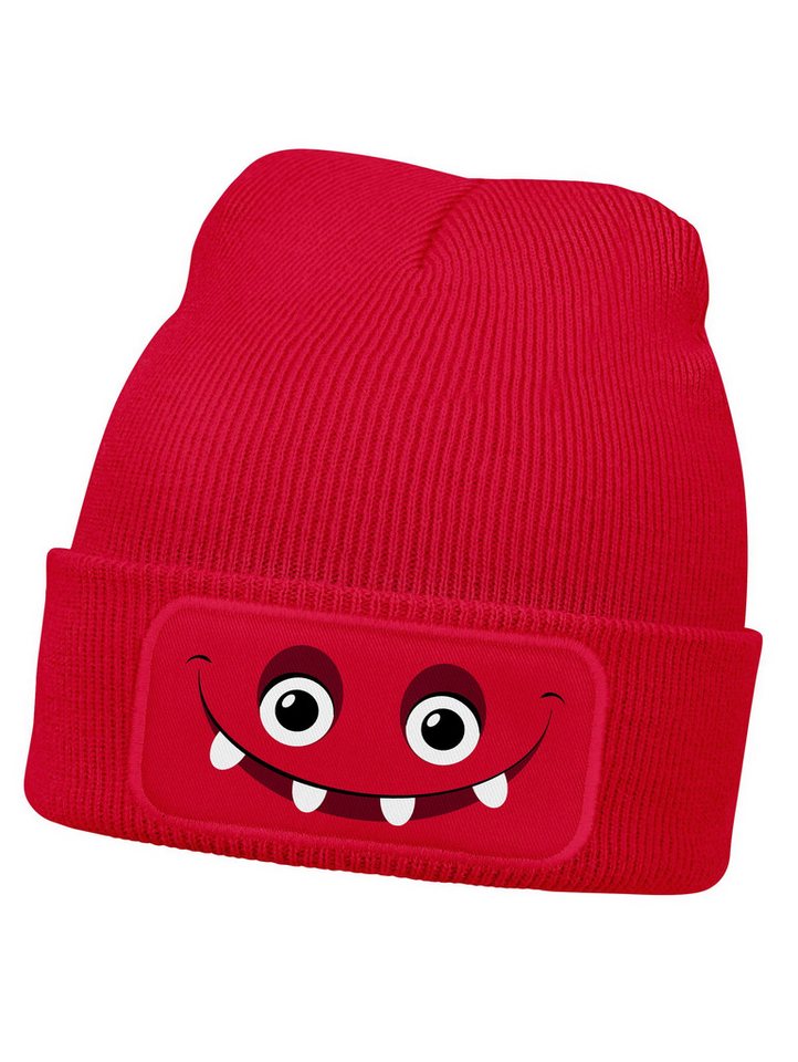 MoonWorks Beanie Wintermütze Kinder Beanie Jungen Monster Patch Aufdruck Print von MoonWorks