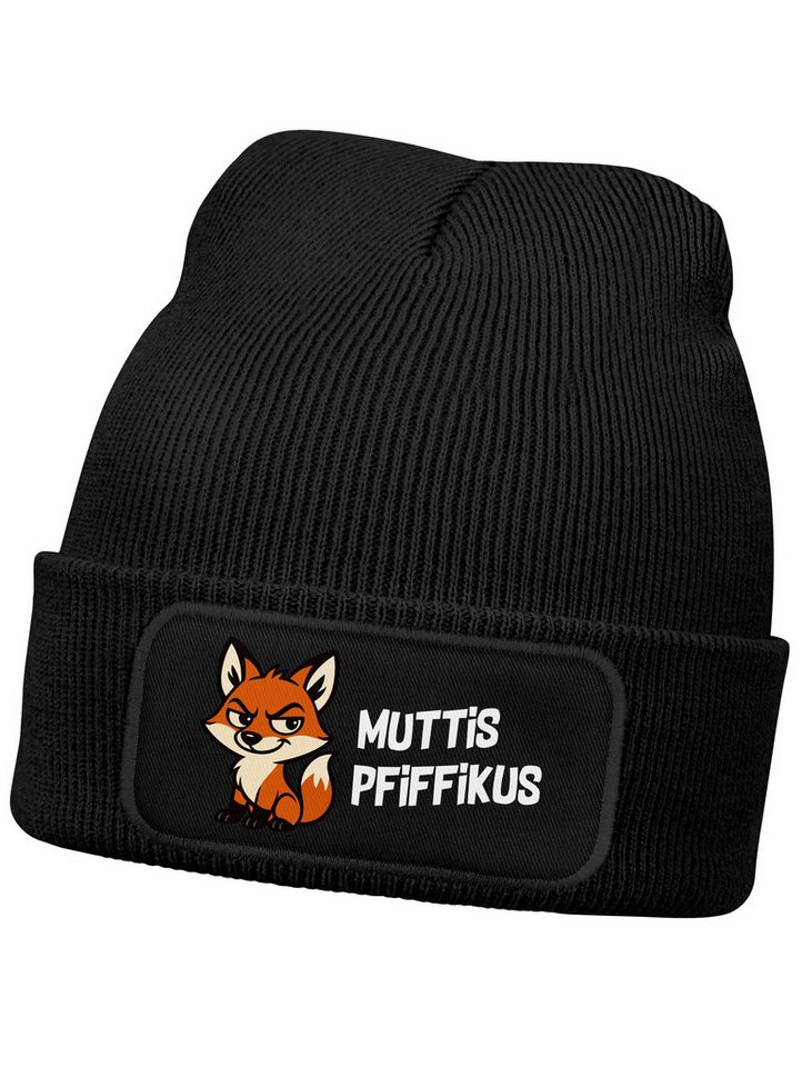 MoonWorks Beanie Wintermütze Kinder Beanie Jungen Patch Pfiffikus Fuchs Aufdruck Print von MoonWorks