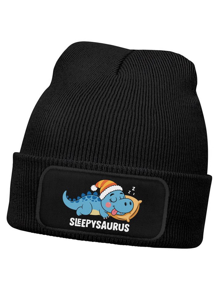 MoonWorks Beanie Wintermütze Kinder Beanie Jungen Sleepysaurus Aufdruck Dino Print von MoonWorks