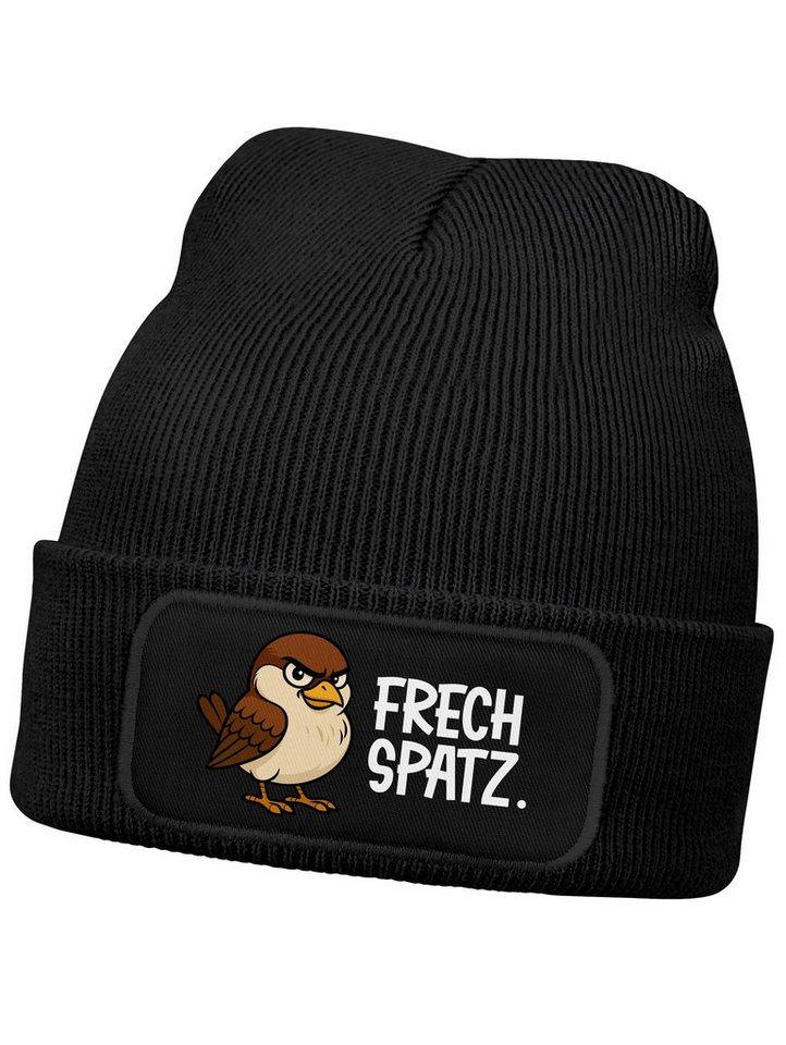 MoonWorks Beanie Wintermütze Kinder Beanie Mädchen Patch Aufdruck Frechspatz Vogel von MoonWorks