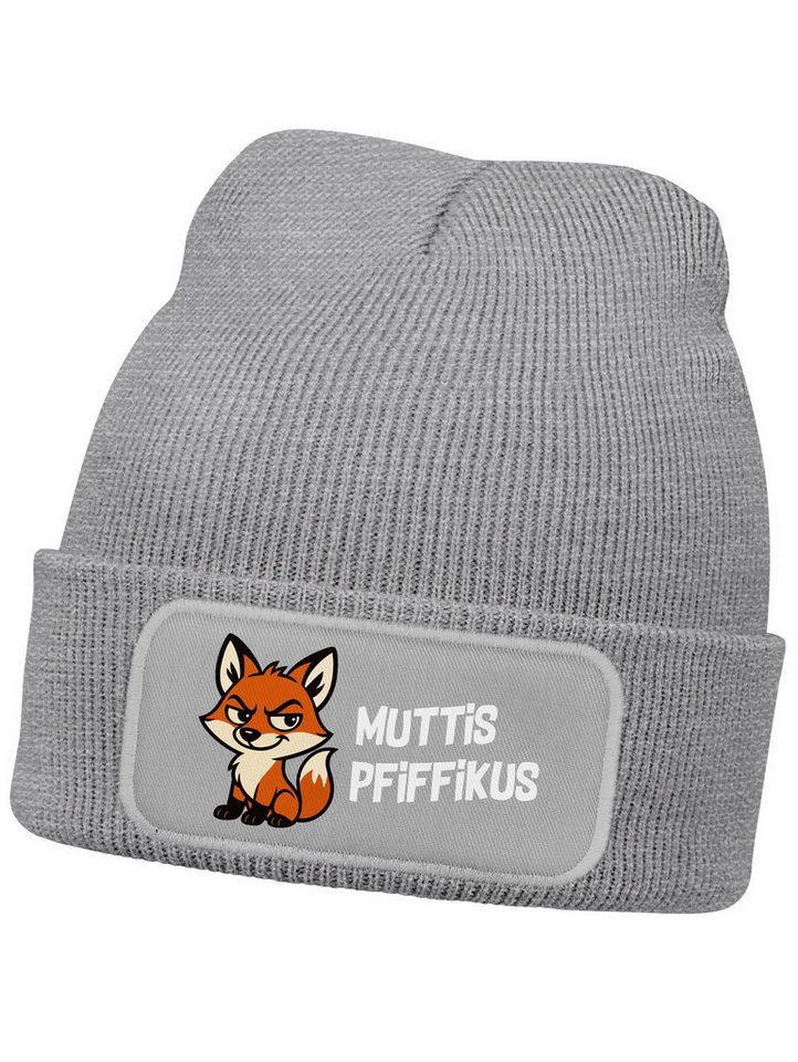 MoonWorks Beanie Wintermütze Kinder Beanie Mädchen Patch Pfiffikus Fuchs Aufdruck von MoonWorks