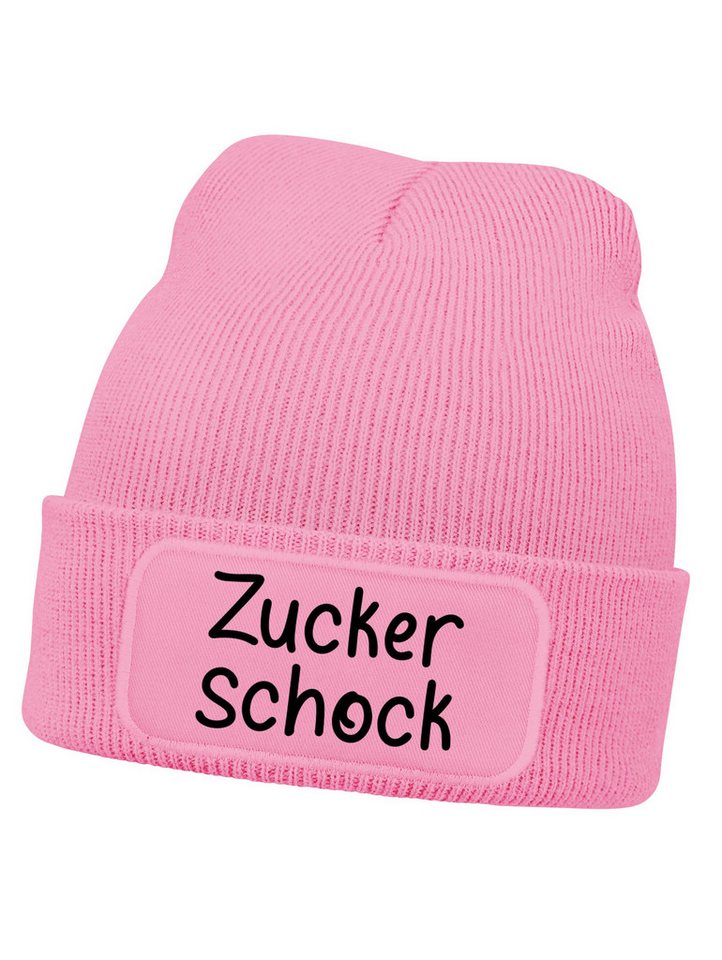 MoonWorks Beanie Wintermütze Kinder Beanie Mädchen Spruch Lustig Zuckerschock Aufdruck von MoonWorks