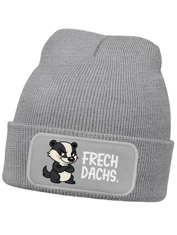 MoonWorks Beanie Wintermütze Kinder Beanie Mädchen Tiermotive Frech-Dachs Aufdruck von MoonWorks