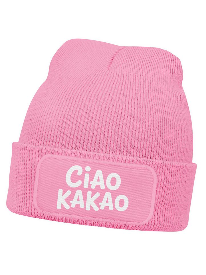 MoonWorks Beanie Wintermütze Kinder Beanie Spruch Ciao Kakao Mädchen Patch Aufdruck von MoonWorks