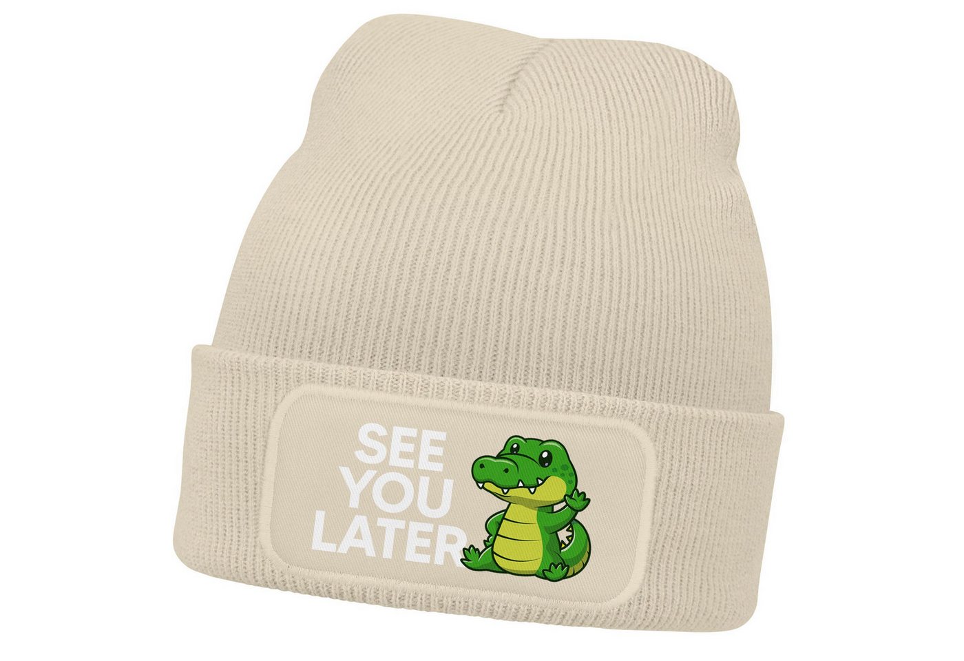 MoonWorks Beanie Wintermütze Kinder Beanie für Jungen mit Patch Spruch See you later von MoonWorks