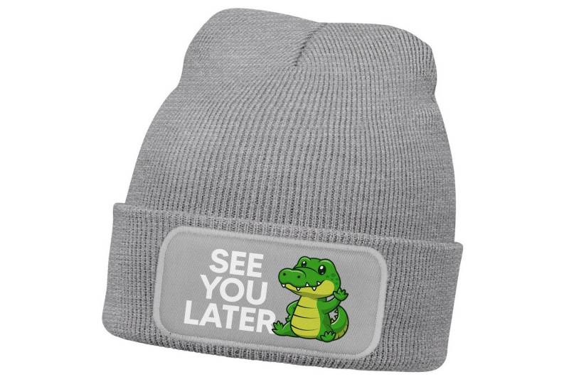 MoonWorks Beanie Wintermütze Kinder Beanie für Jungen mit Patch Spruch See you later von MoonWorks