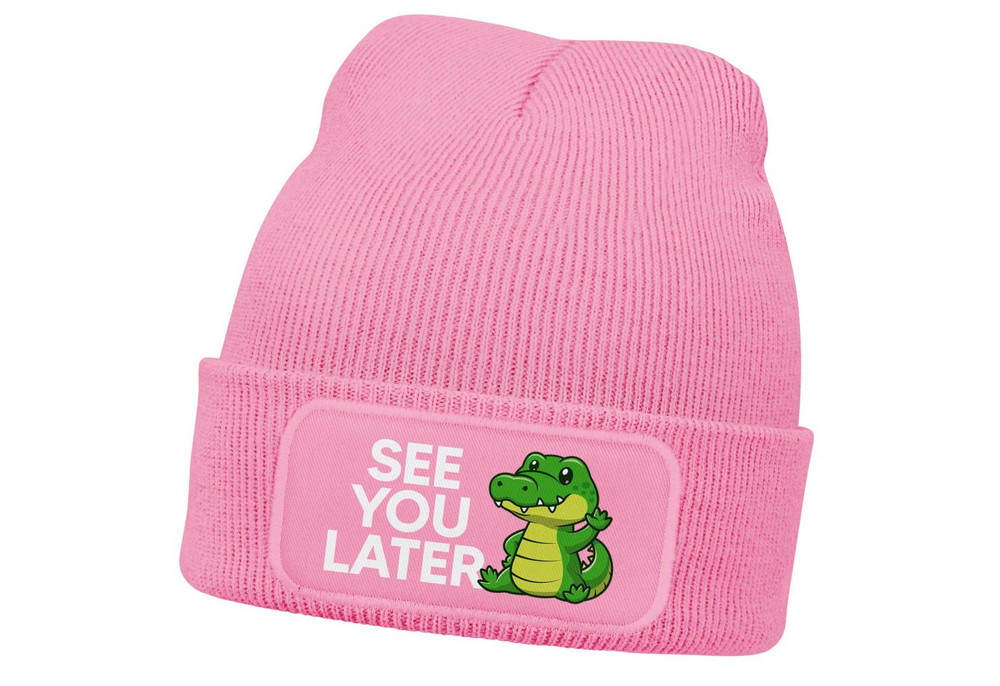 MoonWorks Beanie Wintermütze Kinder Beanie für Jungen mit Patch Spruch See you later von MoonWorks