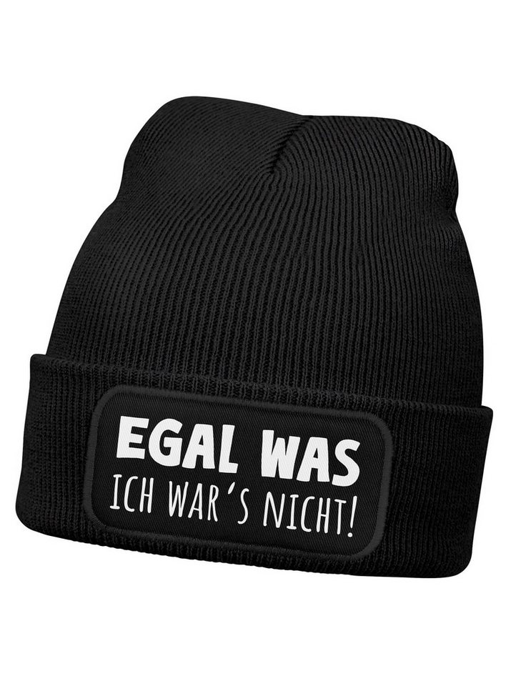 MoonWorks Beanie Wintermütze Mädchen Spruch Design Egal was ich wars nicht Patch von MoonWorks