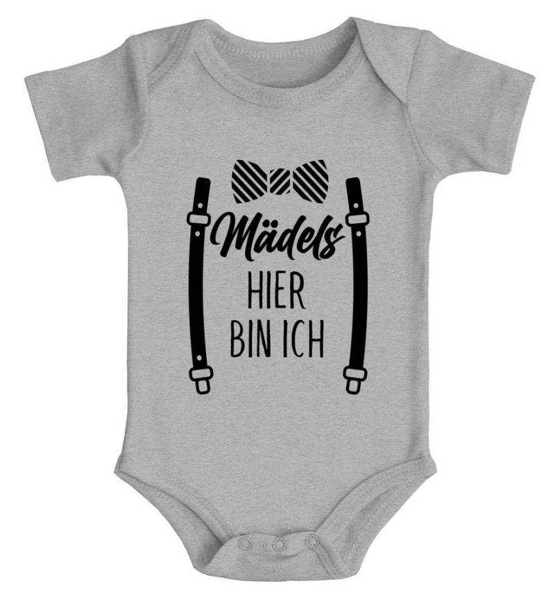 MoonWorks Body Baby Body Fliege mit Spruch lustig Mädels hier bin ich Bio-Baumwolle von MoonWorks