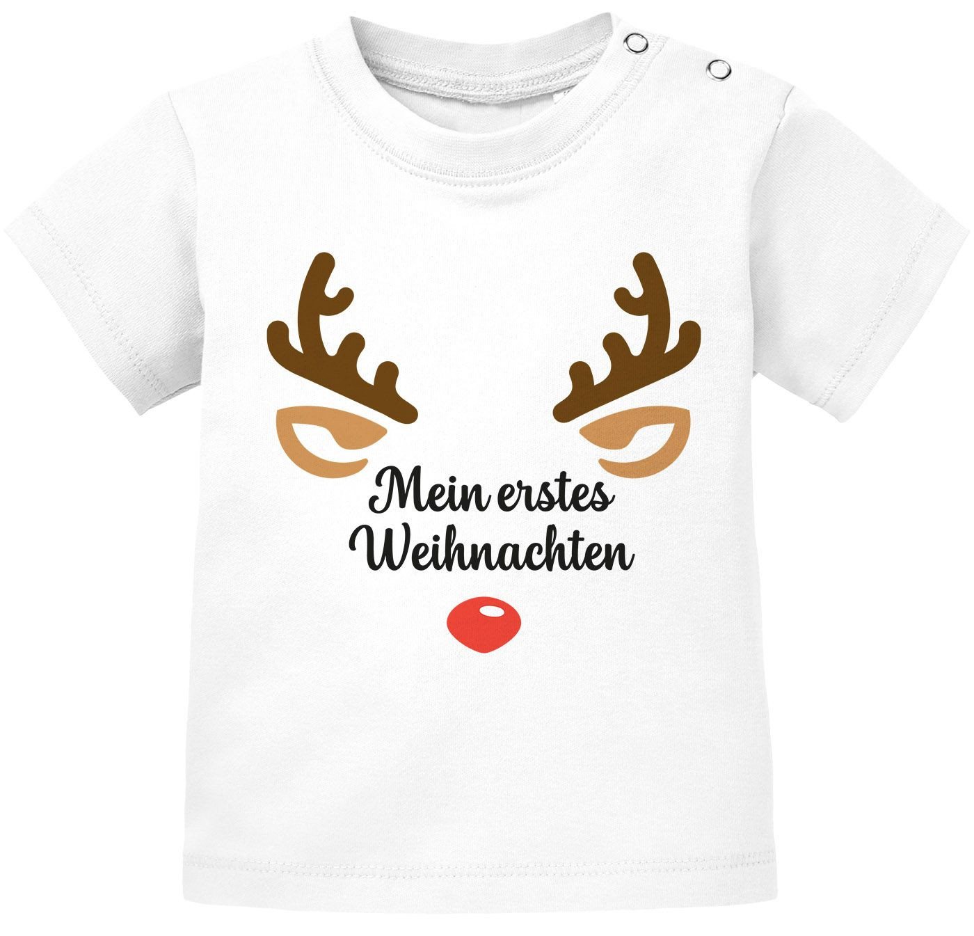 MoonWorks Body Baby Body kurzarm Rentier Rudolf XMAS Print Weihnachten Babyshirt von MoonWorks