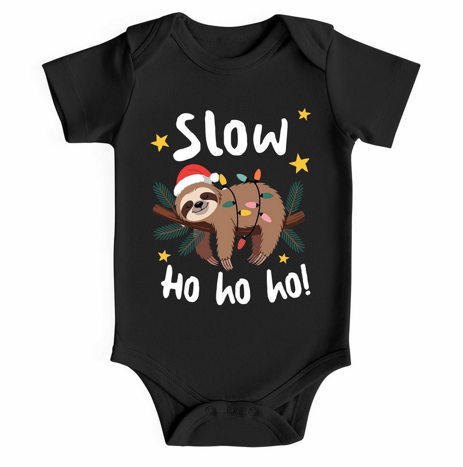 MoonWorks Body Baby Body kurzarm Weihnachten Faultier Print Spruch Lustig Slow Ho Ho von MoonWorks