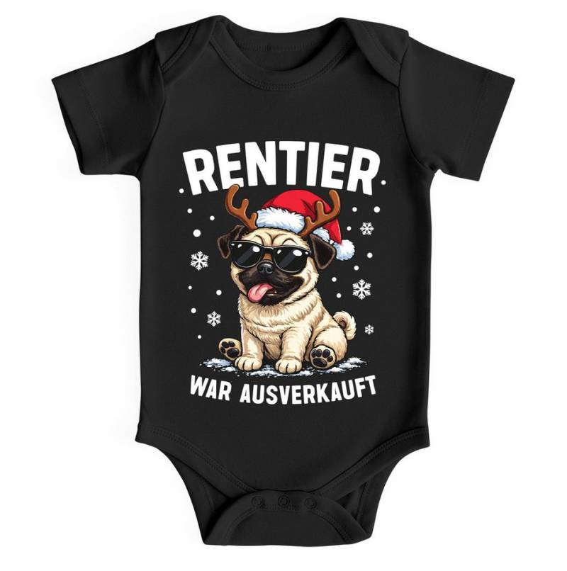 MoonWorks Body Baby Body kurzarm Weihnachten Mops Rentier Spruch Lustig Mädchen von MoonWorks