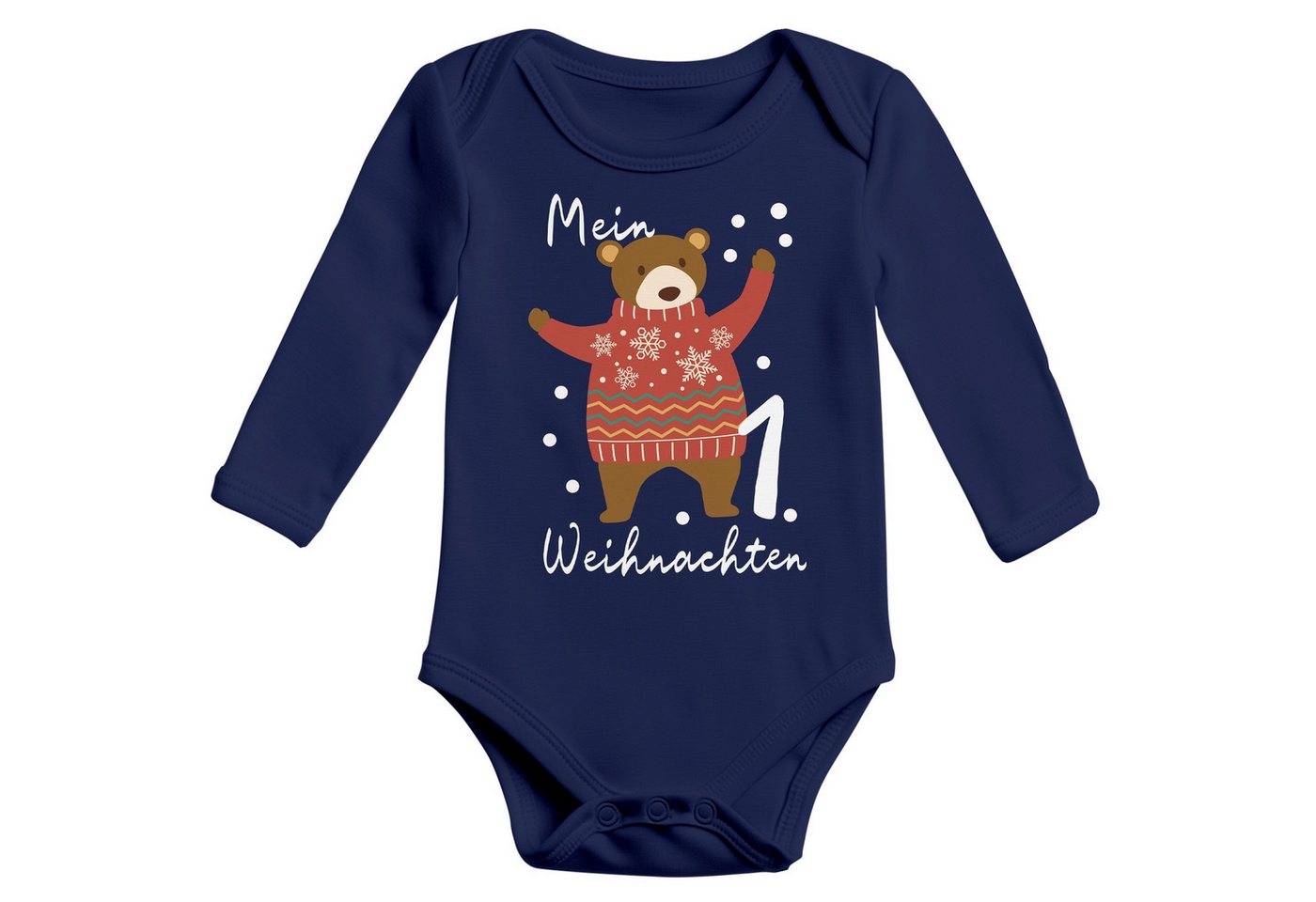 MoonWorks Body Baby Body langarm Mein erstes Weihnachten Bär Aufdruck XMAS Outfit von MoonWorks