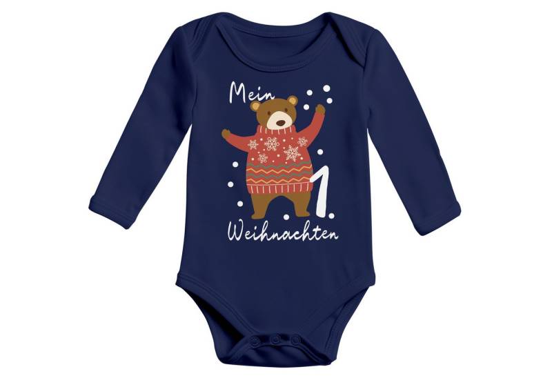 MoonWorks Body Baby Body langarm Mein erstes Weihnachten Bär Aufdruck XMAS Outfit von MoonWorks