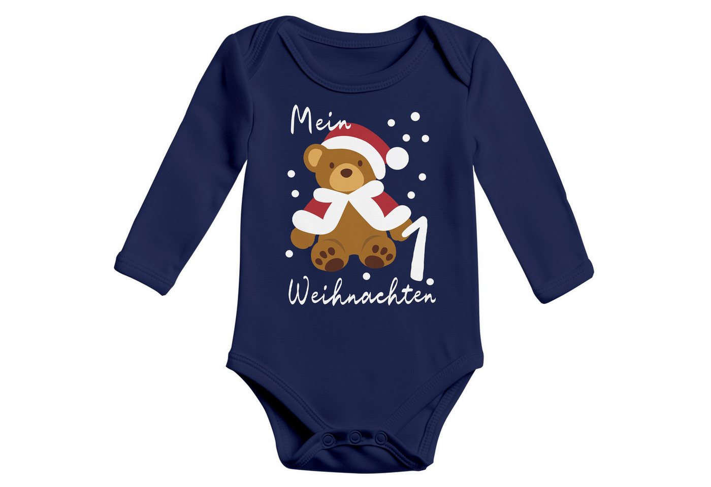 MoonWorks Body Baby Body langarm Mein erstes Weihnachten Teddy Aufdruck XMAS Outfit von MoonWorks