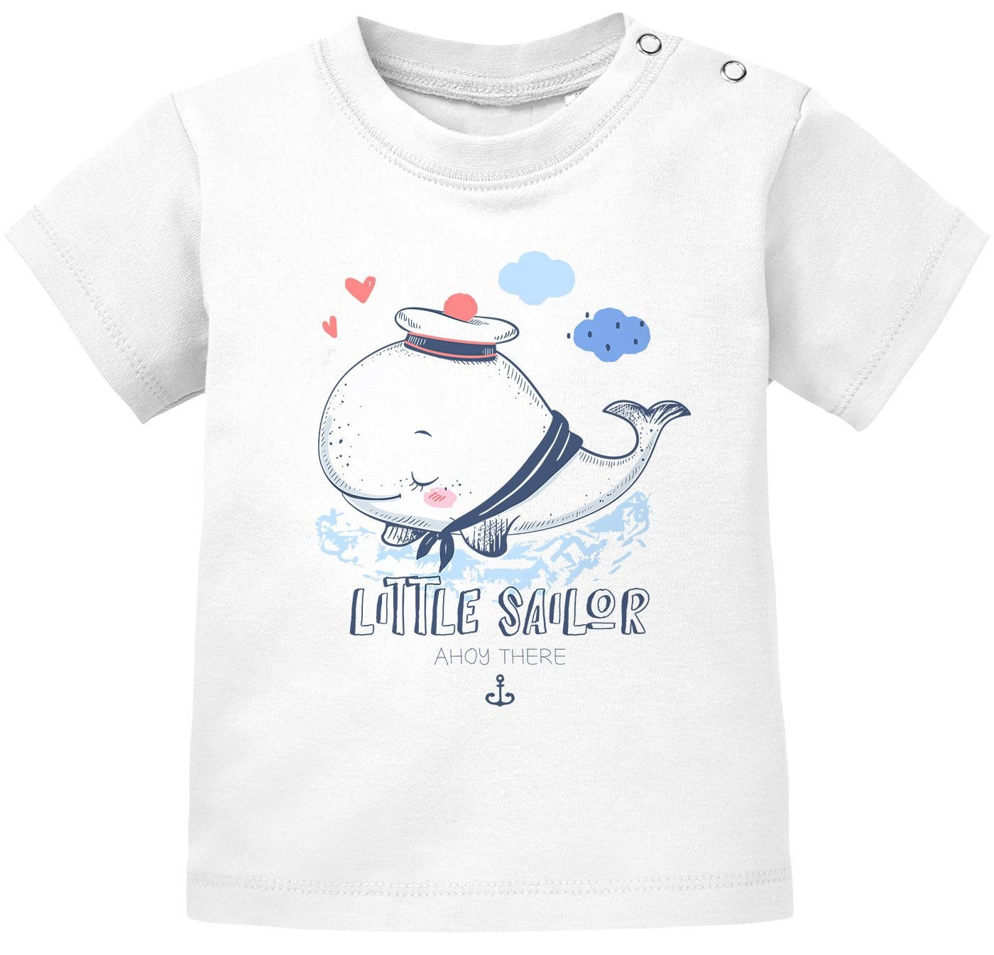 MoonWorks Body Baby Kurzarm T-Shirt Little Sailor Ahoy There Babyshirt Wal Jungen von MoonWorks