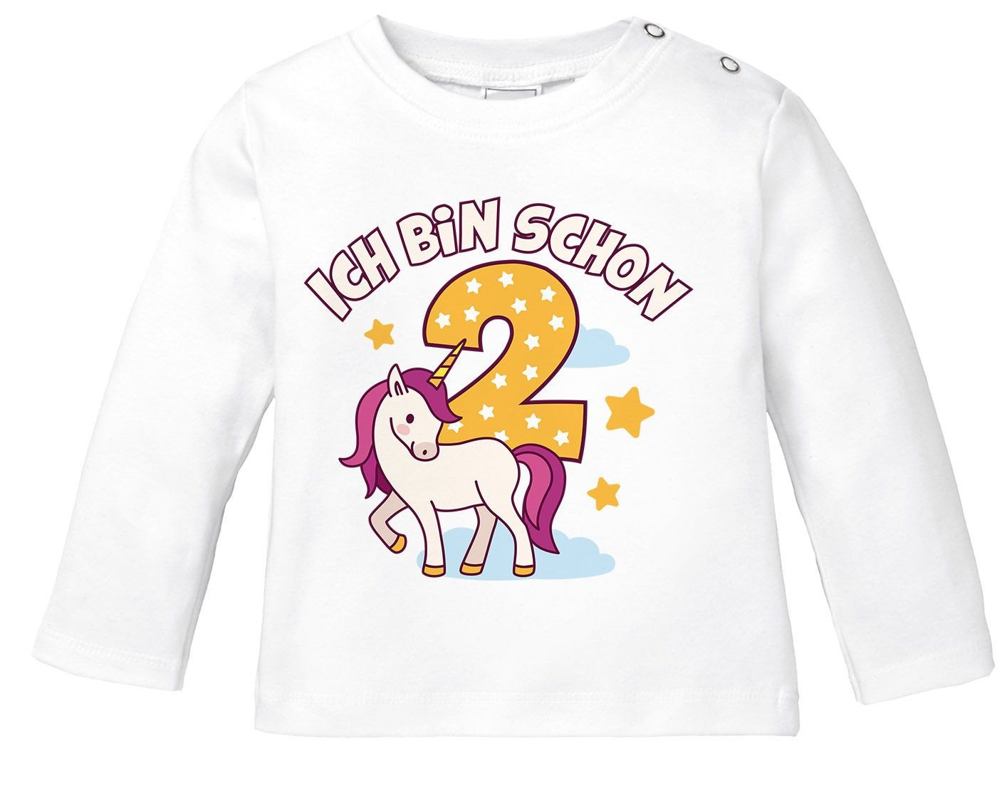 MoonWorks Body Baby Langarm-Shirt Einhorn Alter Zahl Spruch Ich bin schon 1 (2) von MoonWorks