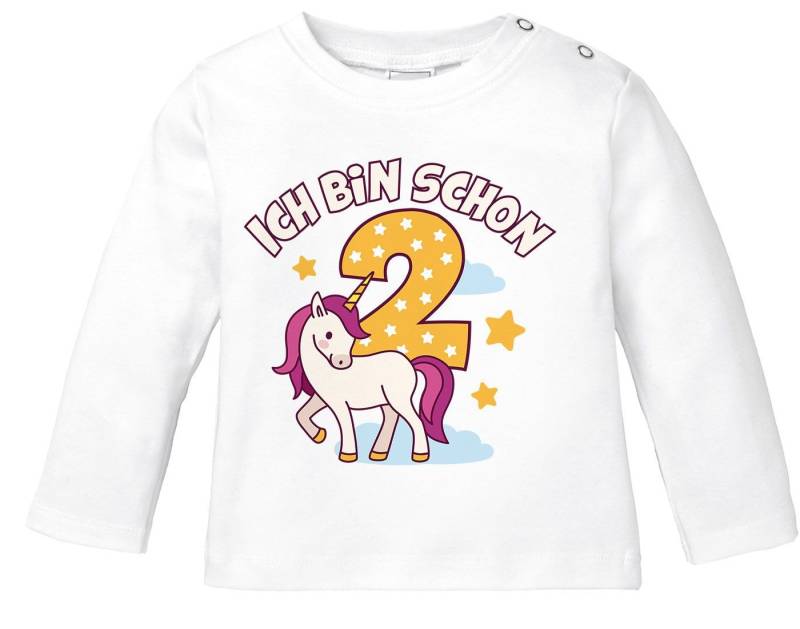 MoonWorks Body Baby Langarm-Shirt Einhorn Alter Zahl Spruch Ich bin schon 1 (2) von MoonWorks