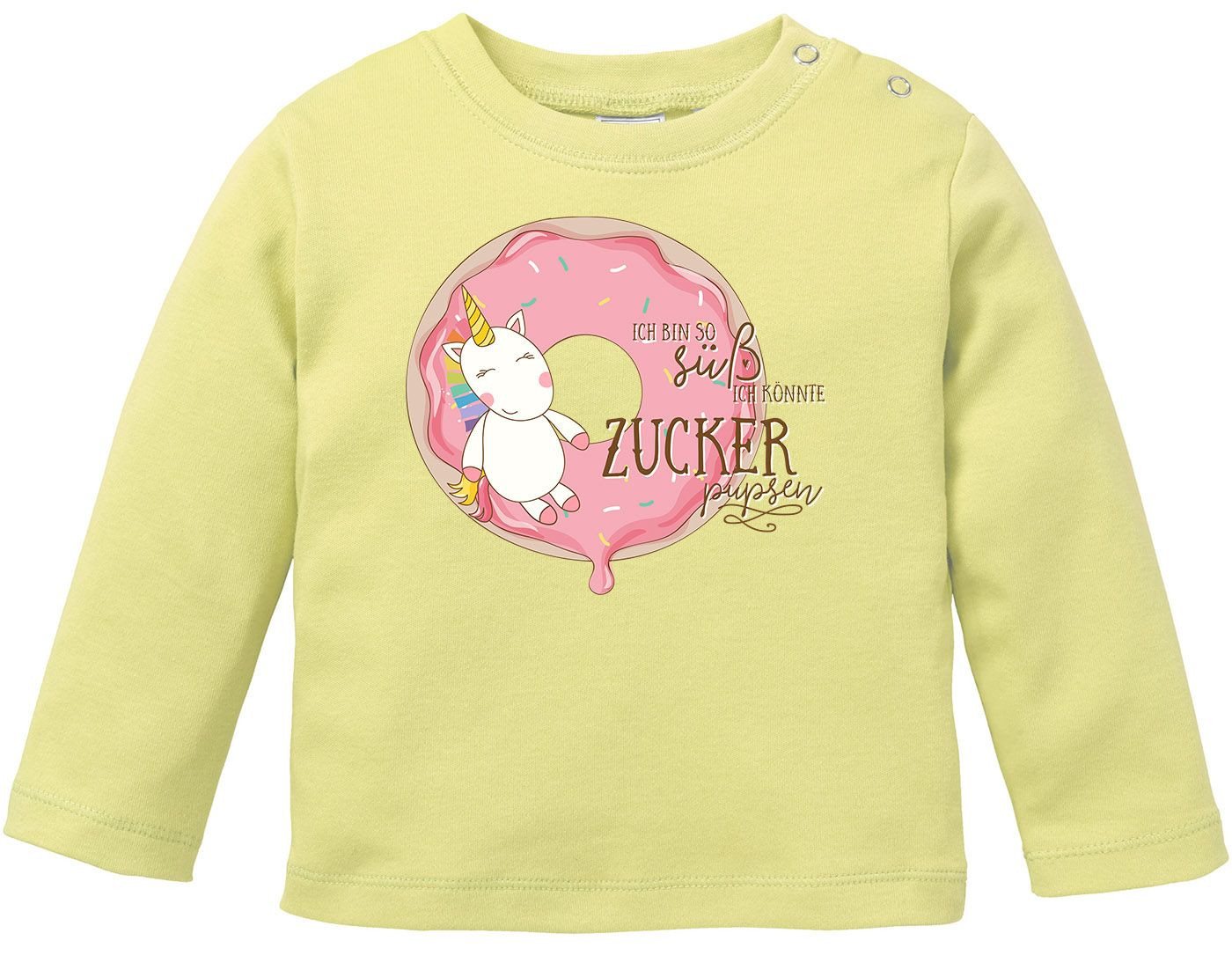 MoonWorks Body Baby Langarmshirt Babyshirt Einhorn auf Donut Ich bin so süß ich von MoonWorks