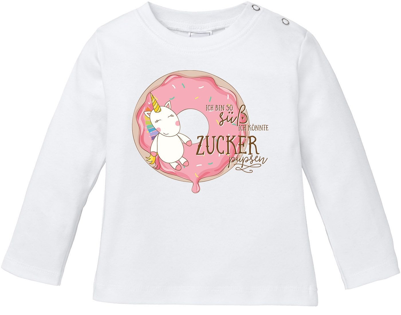 MoonWorks Body Baby Langarmshirt Babyshirt Einhorn auf Donut Ich bin so süß ich von MoonWorks