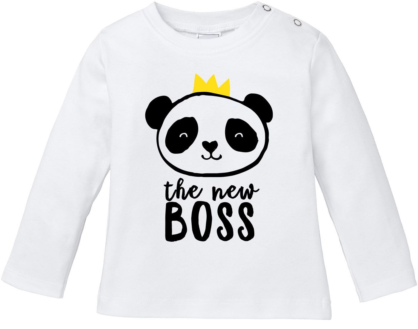 MoonWorks Body Baby Langarmshirt Babyshirt The new Boss in town Jungen Mädchen Shirt von MoonWorks