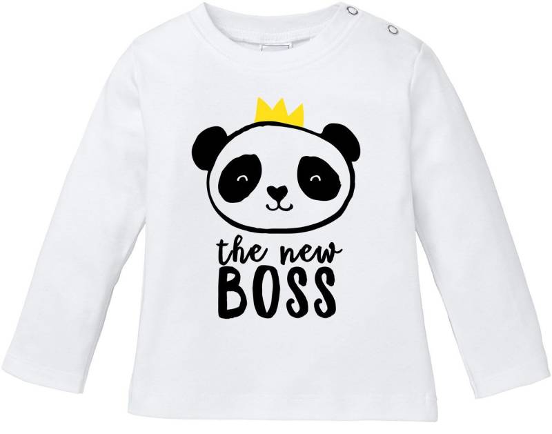 MoonWorks Body Baby Langarmshirt Babyshirt The new Boss in town Jungen Mädchen Shirt von MoonWorks