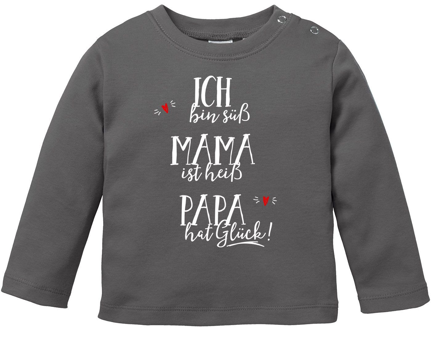 MoonWorks Body Baby Langarmshirt Babyshirt ich bin süß, Mama ist heiß, Papa hat von MoonWorks