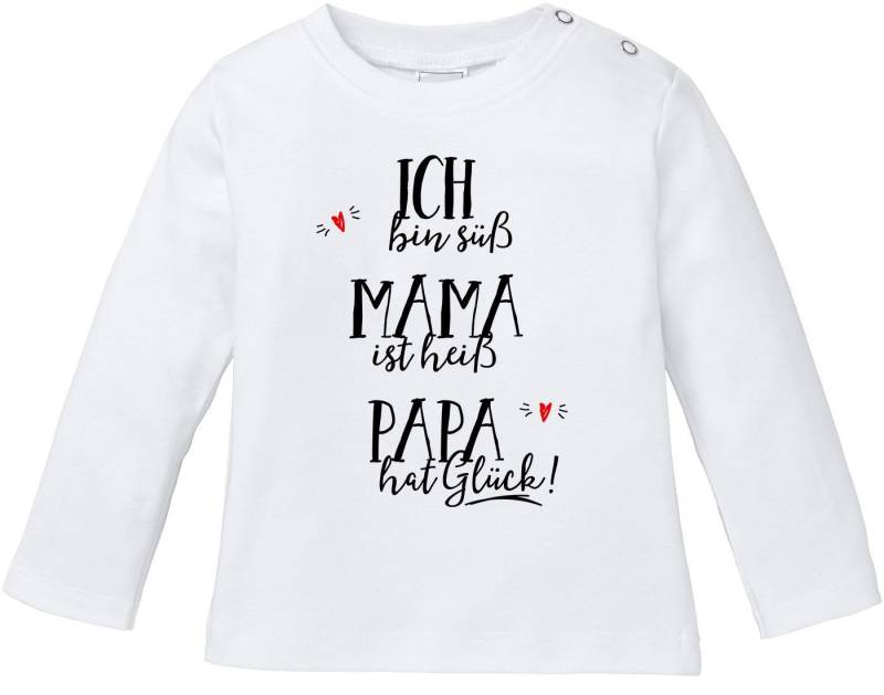 MoonWorks Body Baby Langarmshirt Babyshirt ich bin süß, Mama ist heiß, Papa hat von MoonWorks