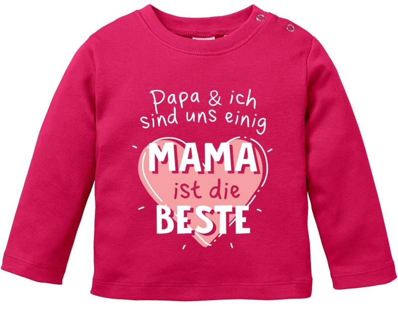 MoonWorks Body Baby Langarmshirt Papa & Ich sind uns einig Mama ist die Beste von MoonWorks