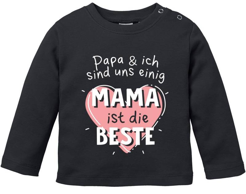 MoonWorks Body Baby Langarmshirt Papa & Ich sind uns einig Mama ist die Beste von MoonWorks