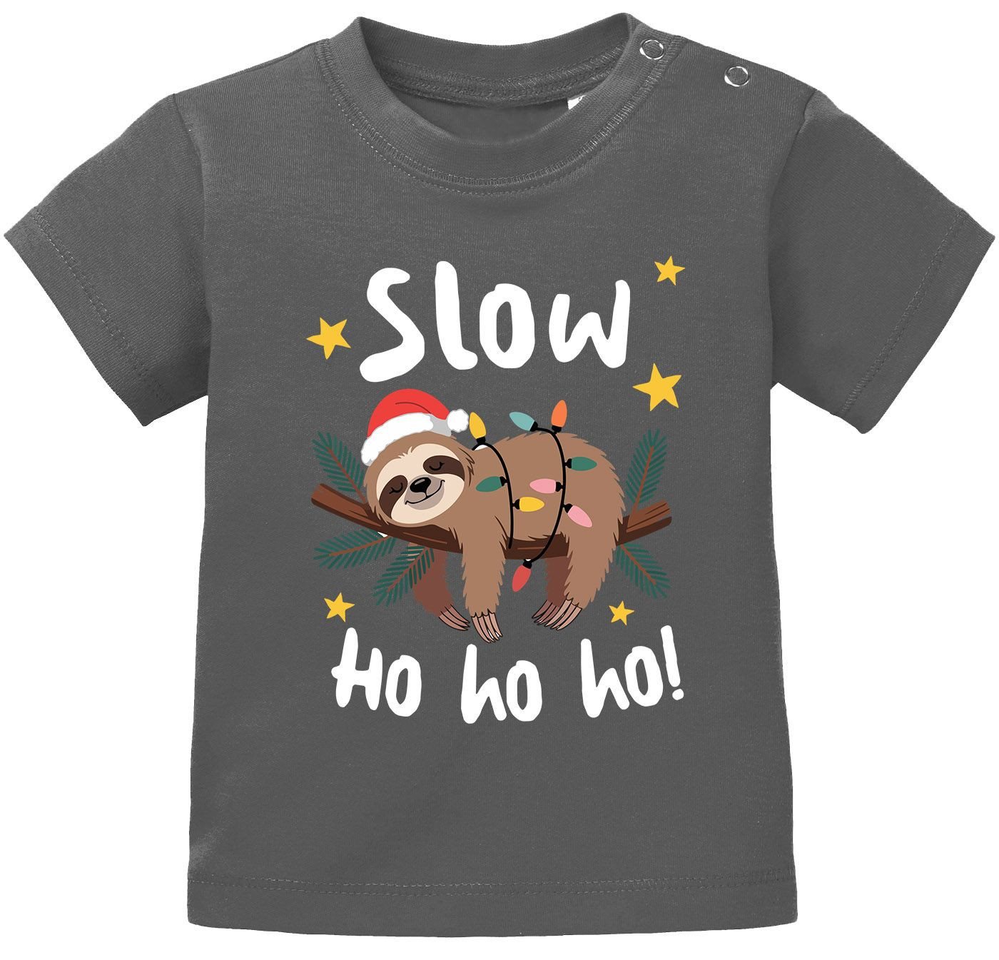 MoonWorks Body Baby Shirt kurzarm Weihnachten Slow Ho ho ho Faultier Babyshirt von MoonWorks