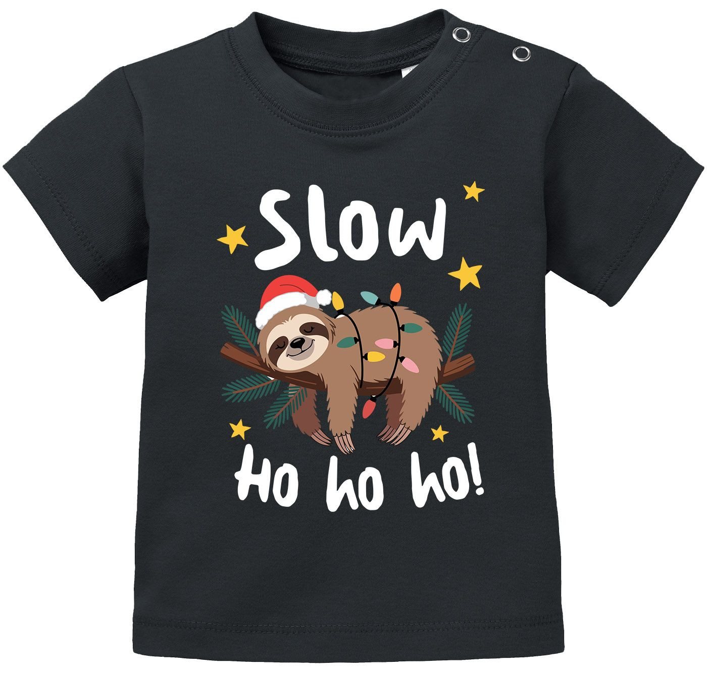 MoonWorks Body Baby Shirt kurzarm Weihnachten Slow Ho ho ho Faultier Babyshirt von MoonWorks