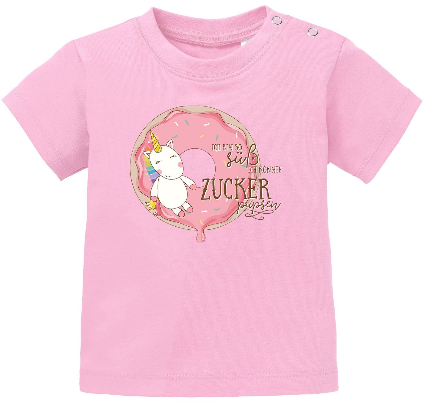 MoonWorks Body Baby T-Shirt kurzarm Babyshirt Einhorn auf Donut Ich bin so süß ich von MoonWorks
