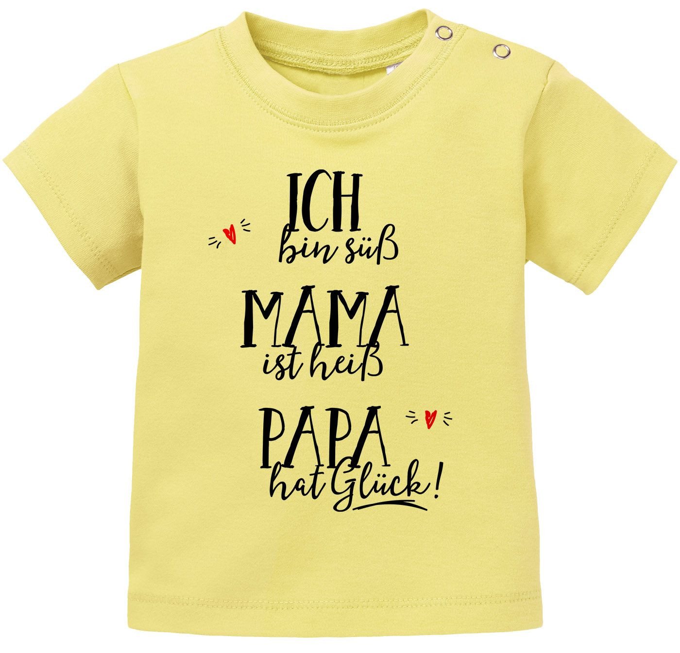 MoonWorks Body Baby T-Shirt kurzarm Babyshirt ich bin süß, Mama ist heiß, Papa hat von MoonWorks