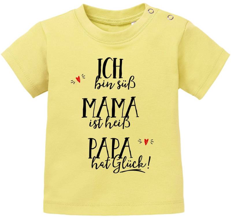 MoonWorks Body Baby T-Shirt kurzarm Babyshirt ich bin süß, Mama ist heiß, Papa hat von MoonWorks
