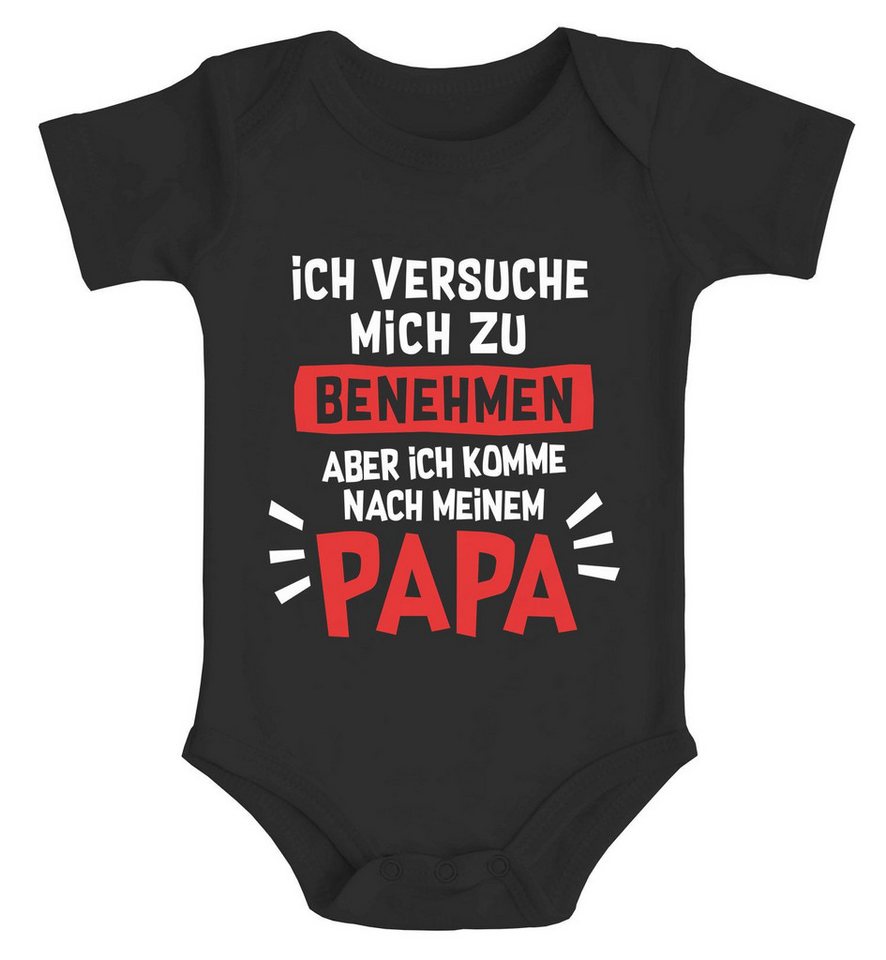 MoonWorks Body Ich versuche mich zu benehmen Baby Body Papa Spruch Bio-Baumwolle von MoonWorks
