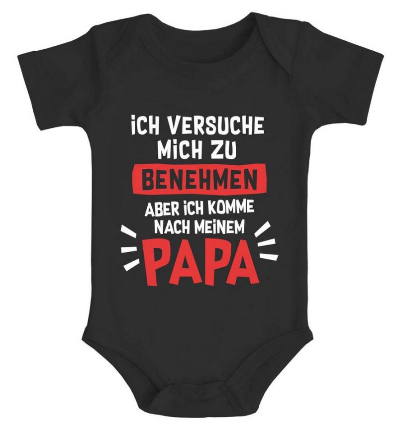 MoonWorks Body Ich versuche mich zu benehmen Baby Body Papa Spruch Bio-Baumwolle von MoonWorks