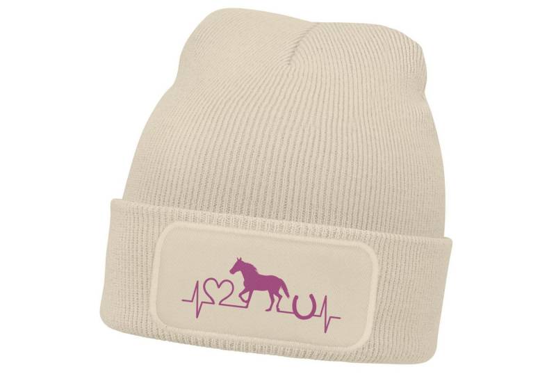 MoonWorks Bommelmütze Wintermütze Kinder Beanie für Mädchen Reiten Herzschlag Pferd mit von MoonWorks