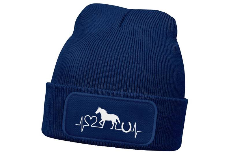 MoonWorks Bommelmütze Wintermütze Kinder Beanie für Mädchen Reiten Herzschlag Pferd mit von MoonWorks